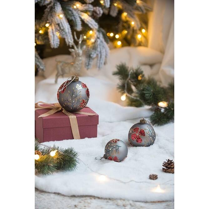 D4.7" Christmas Ball Ornaments, Glass Decorative Hanging Ball Christmas Tree Ornaments for Holiday Decorations, Set of 4