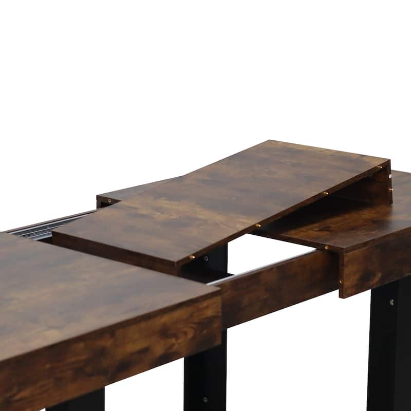 Large Expandable Dining Table, Wooden Kitchen Expanding Table for 6 8 10, Rectangular Conference Table