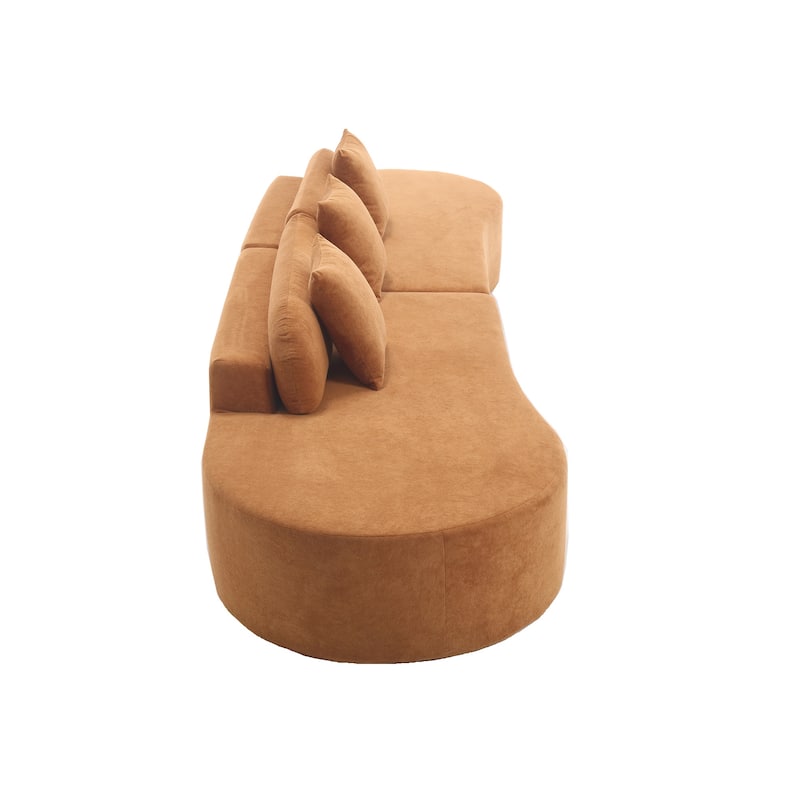 Terrycloth Curved Sofa, Cloud-Like Comfort, No Assembly Required