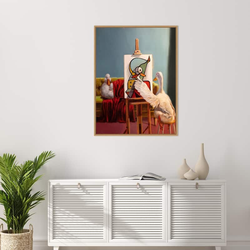 Duckcasso by Lucia Heffernan Framed Canvas Wall Art Print - Sylvie Natural