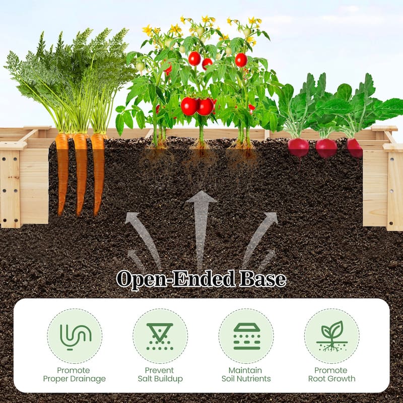 Gymax Raised Garden Bed Wooden Elevated Planter w/2 Planter Boxes 7