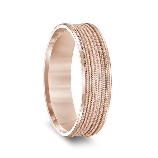 14k Rose Gold Multi-Milgrain Concave Wedding Ring with ... (600 x 600 Pixel)
