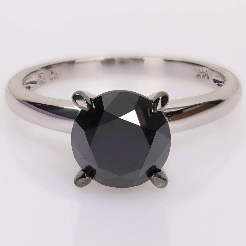 Miadora 3ct TDW Black Diamond Solitaire Engagement Ring in 14k White Gold