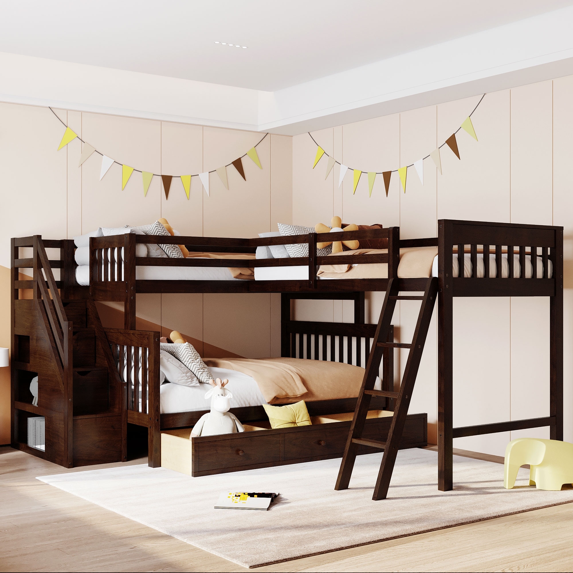 L shaped bunk beds double hotsell