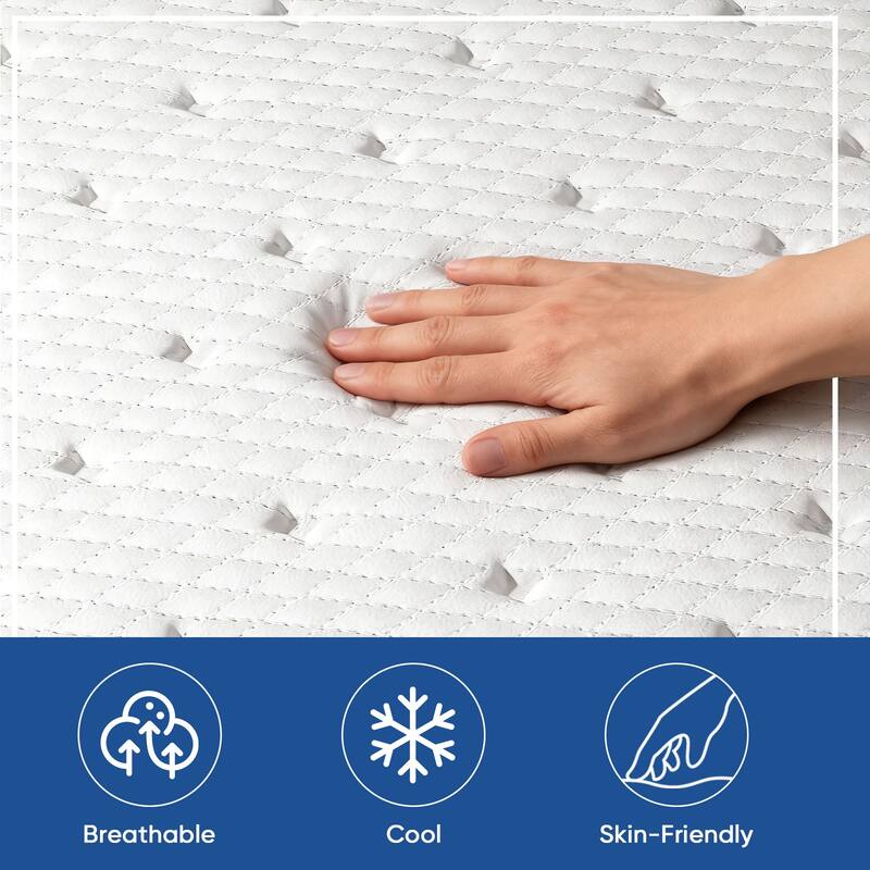 Pocassy 12" Hybrid Mattress Gel Memory Foam & Zone Pocket Coil Support