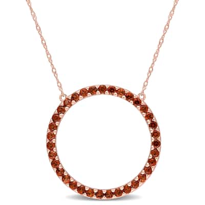 Miadora 10k Rose Gold Garnet Circle of Life Birthstone Necklace