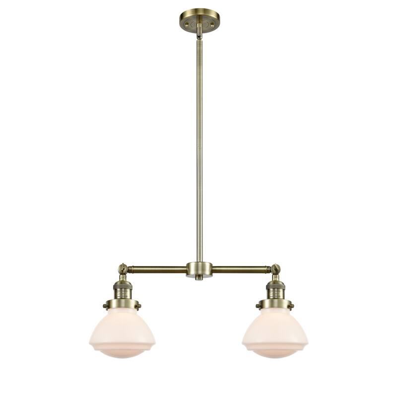 Innovations Lighting Olean 2 Light 22" Wide Chandelier - Antique Brass / Matte White