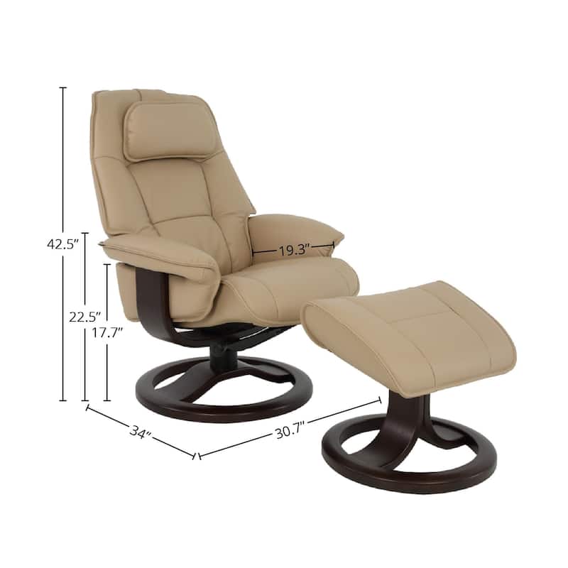 Fjords Admiral R Leather Recliner and Ottoman