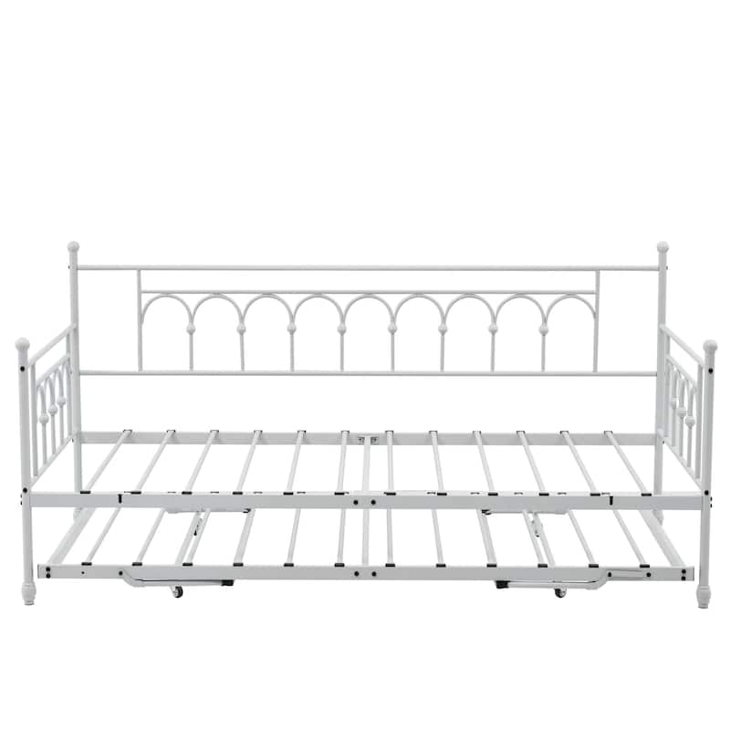 Arched Metal Daybed with Pop Up Trundle Bed for Adults for Living Room / Guest Room🏕️
