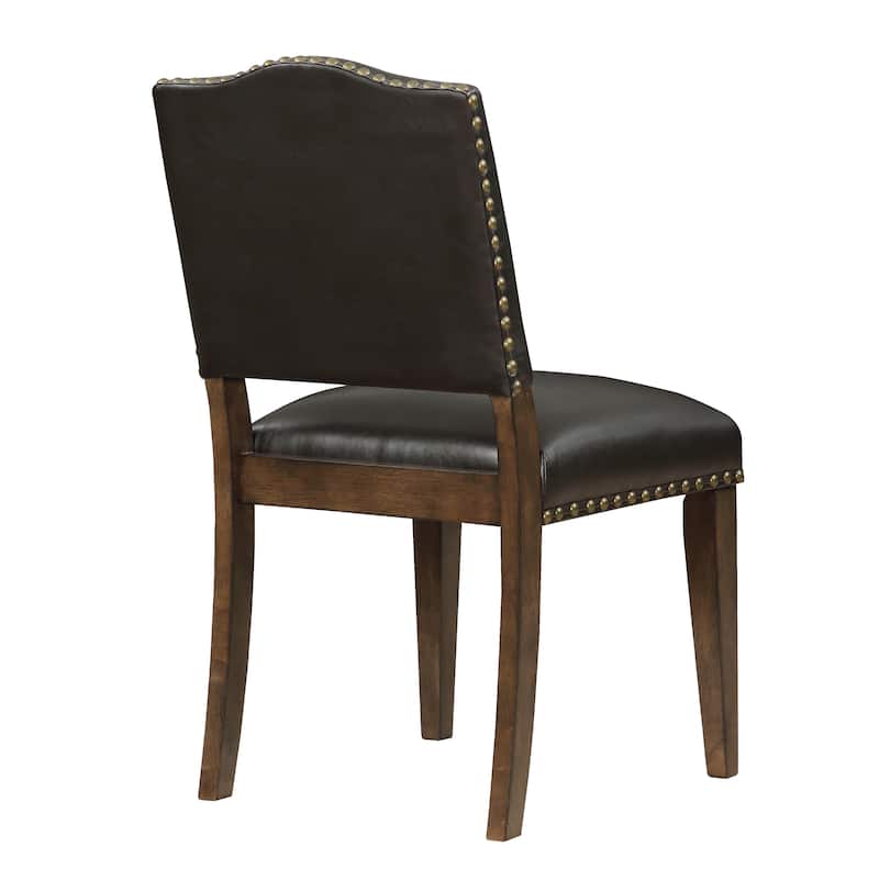 Faux Leather Dining Chair with Nail Heads - Set of 2