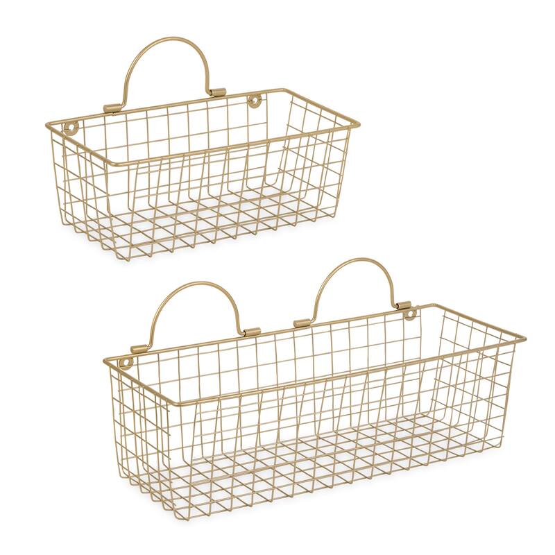 DII Wire Wall Basket(Set of 2) Grey - Assorted - Gold