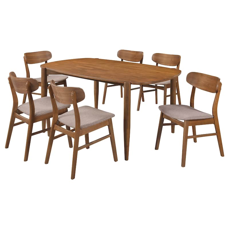 Dortch Walnut Oval Solid Wood Dining Set
