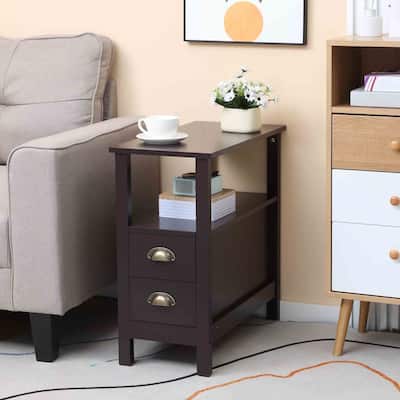 2-drawer Slim Side End Table Nightstand