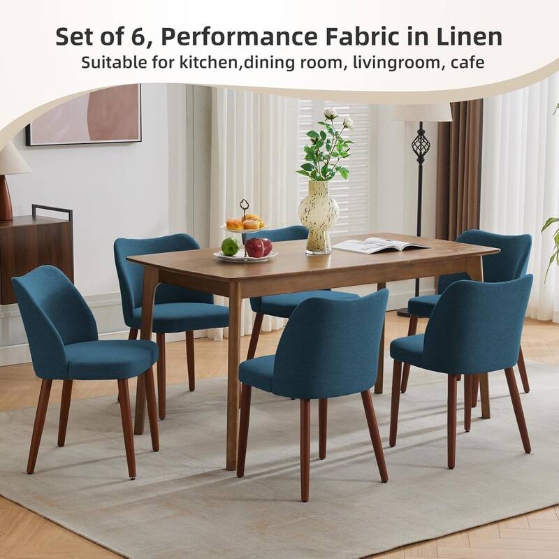 Set of 2 Upholstered Fabric Linen Dining Chairs for Dining Room Living Room Kitchen