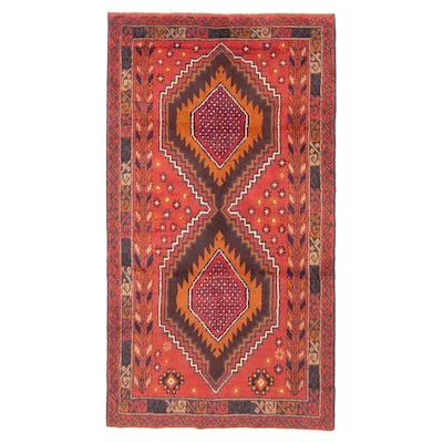 ECARPETGALLERY Hand-knotted Baluch Red Wool Rug - 3'7 x 6'7