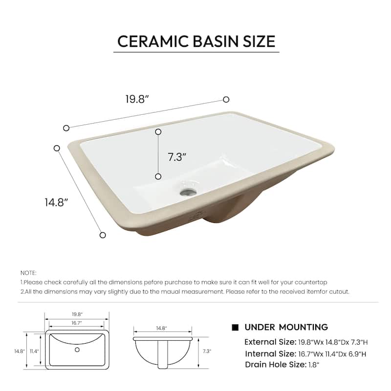 Malaga Composite Stone Vanity Top with White Rectangular Sink