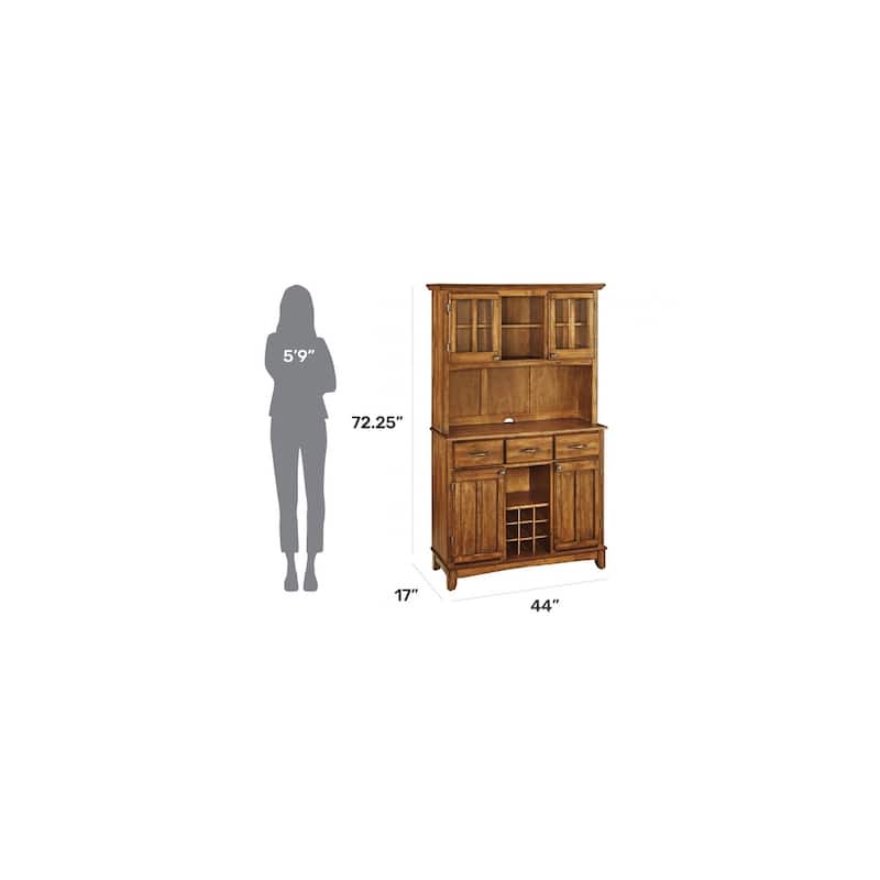Homestyles Buffet Of Buffets Brown Wood Buffet with Hutch - 44" x 17" x 72"