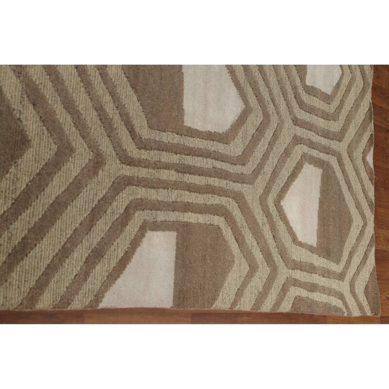 Large Abstract Modern Rug Handmade Wool Carpet - 9'11"x 13'9"