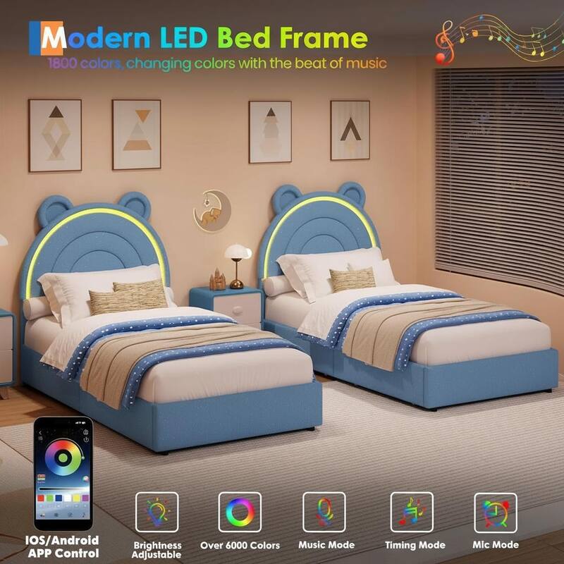 Velvet Upholstered Platform Bed Frame, with 2 Storage Drawers