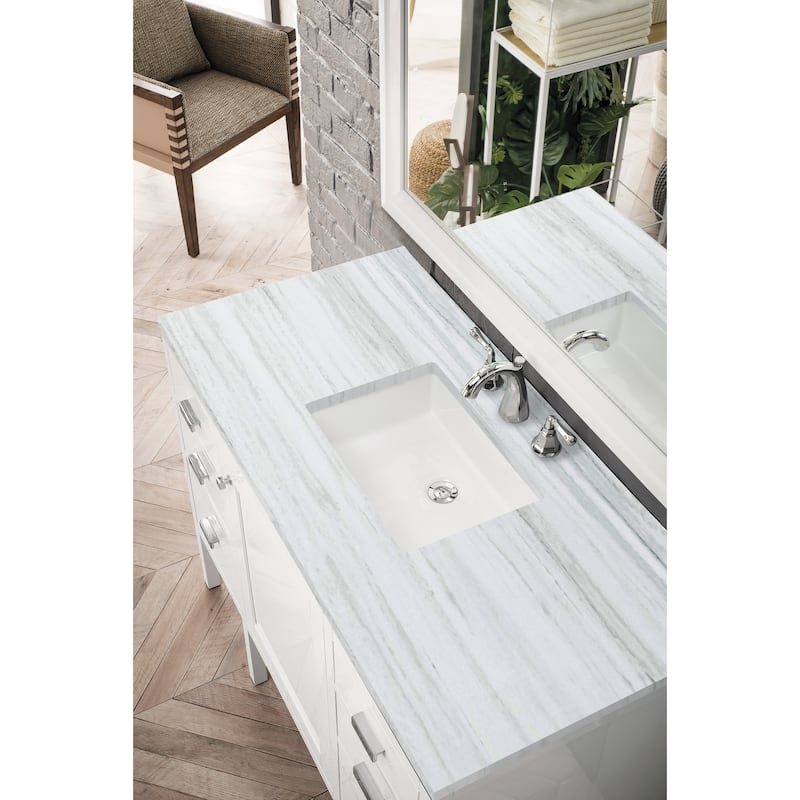James Martin Vanities Addison 48" Single Vanity, Glossy White - Arctic Fall Solid Surface