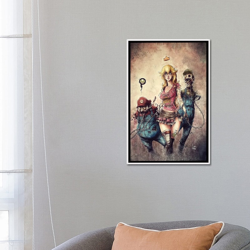 iCanvas "Princess Peach The Walking Dead" by Marcelo Ventura Framed Canvas Print