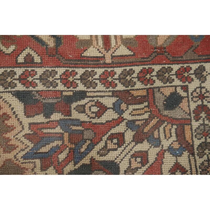 Pink Bakhtiari Vintage Persian Area Rug Handmade Wool Carpet - 6'10" x 9'10"