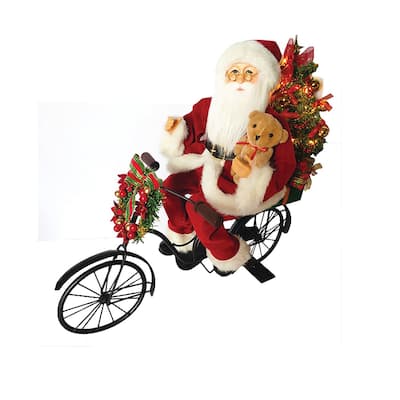 19" Pre-Lit LED Santa on Bike Christmas Figurine