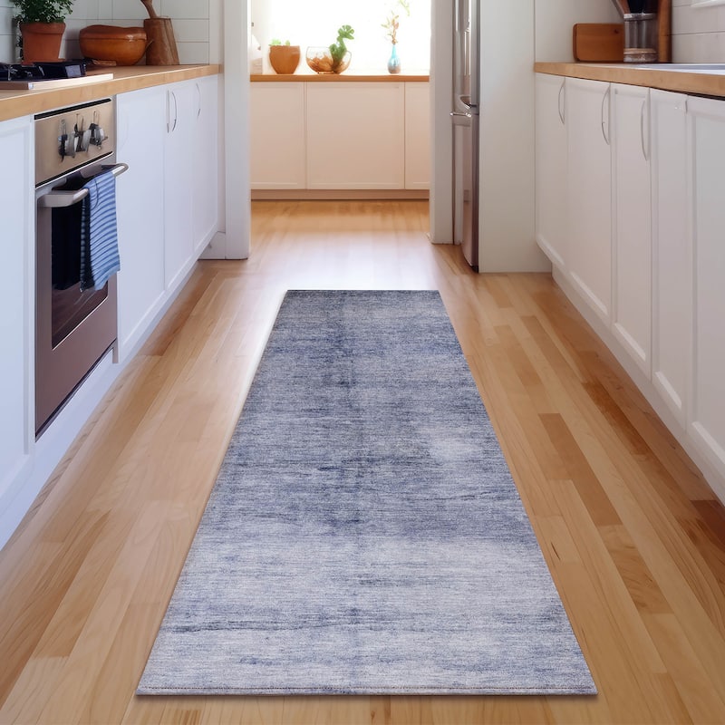 Premium Washable Super Soft Modern Ileah Mayfield Rug - Navy - 2' 3" x 7' 6" - Runner