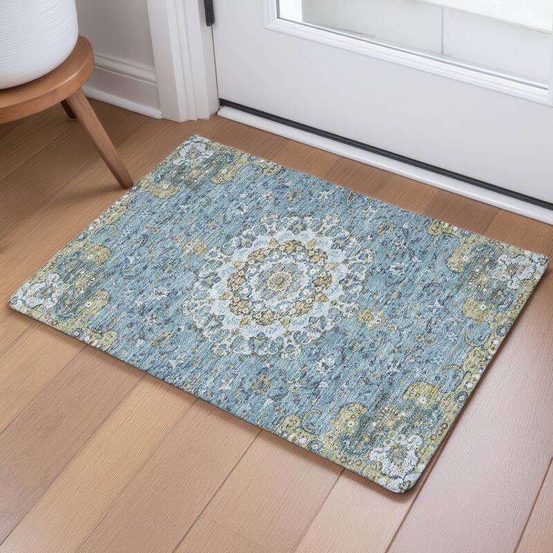 Machine Washable Indoor/ Outdoor Traditional Awaka Chantille Rug