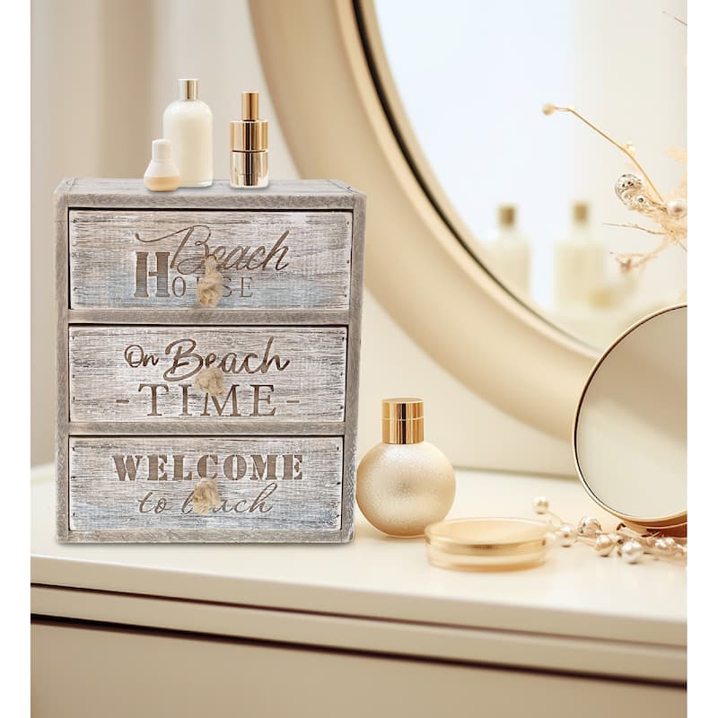 CoTa Global Driftwood Nautical 3 Drawer Storage Organizer - 10.5 Inches