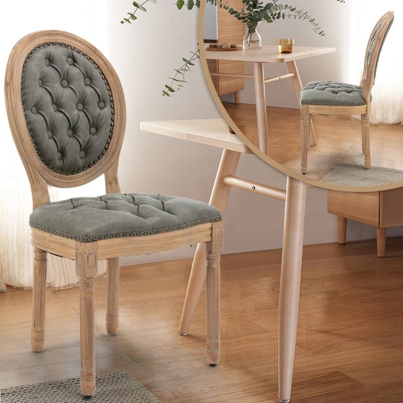 Upholstered French Style Nailhead Dining Chairs(Set of 4)
