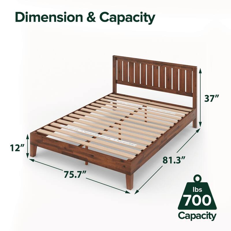 Priage by ZINUS 2-Piece Euro Box Top Hybrid Mattress and Wood Platform Bed Set