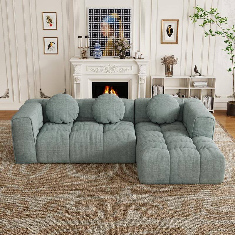 103" L-Shaped Modular Sofa, Free Combination (Left and Right Facing) - Blue Gray - Right