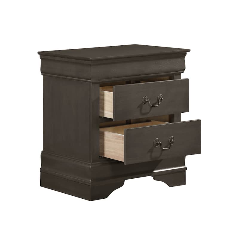 Classic Louis Philippe Style Stained 1pc Nightstand of 2x Drawers Traditional Design Bedroom Furniture