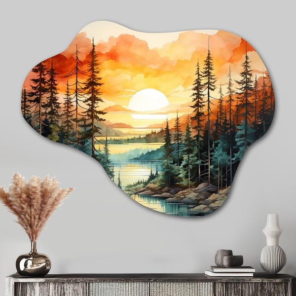 Designart - Pine Tree Sunset Glow II - Tree Pine Sculptures Wall Art In ...