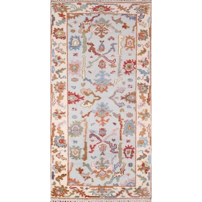 Light Blue Oushak Oriental Accent Rug Handmade Wool Carpet - 2'7"x 5'11"