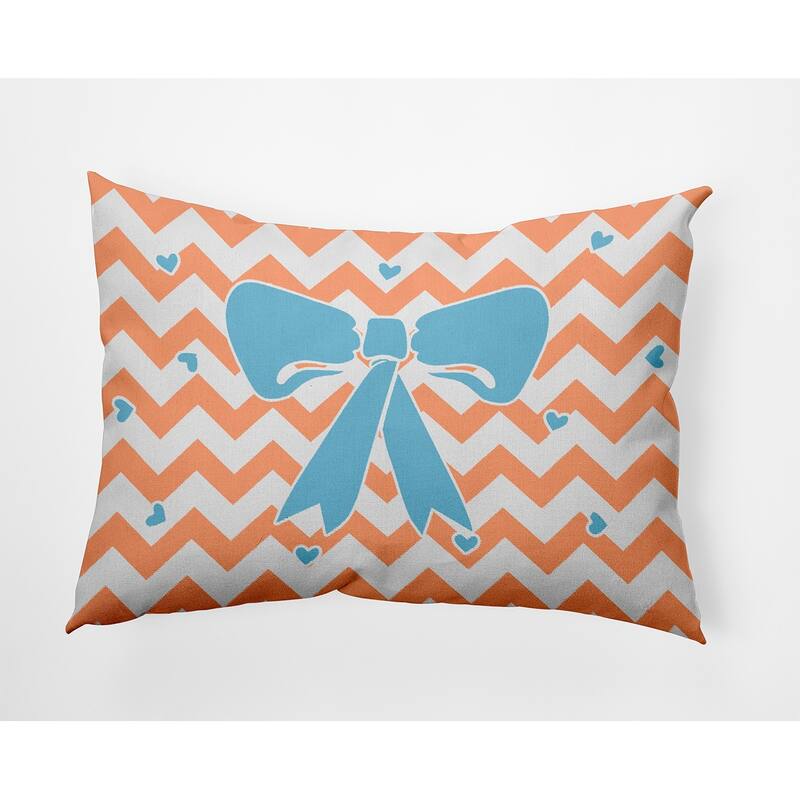 Chevron Bow Decorative Throw Pillow - Orange - 14" x 20"