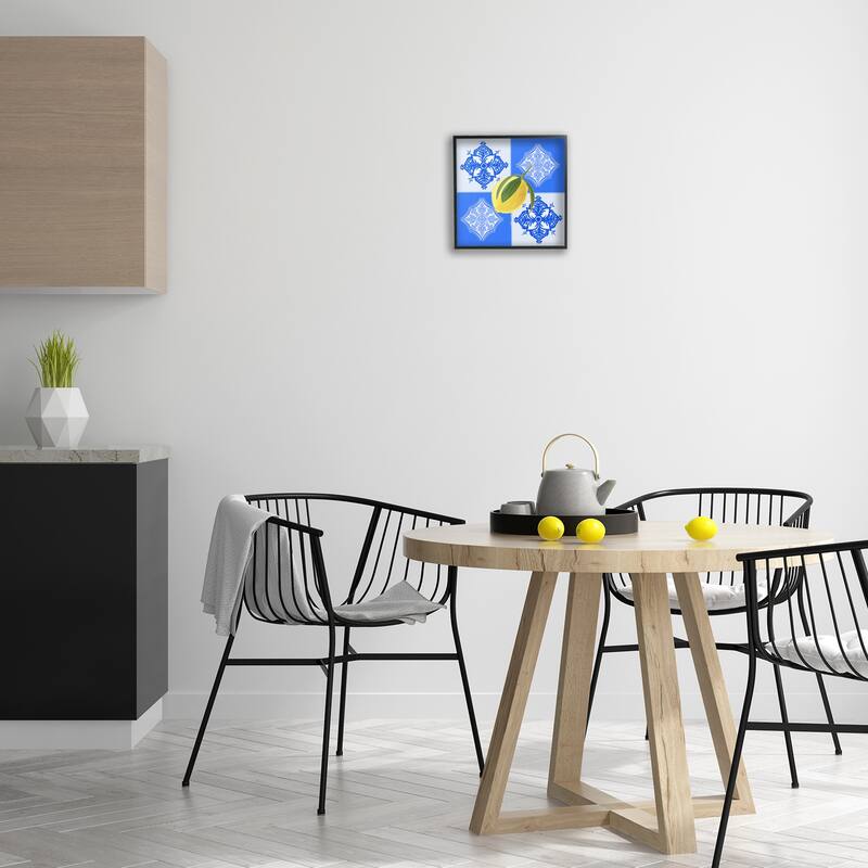 Stupell Lemon over Geometric Tiles Framed Giclee Art Design By Ashley Singleton