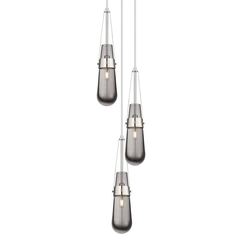 Innovations Lighting 113-452-1P-21-12 Milan Pendant Milan 3 Light 12" - Polished Nickel / Light Smoke