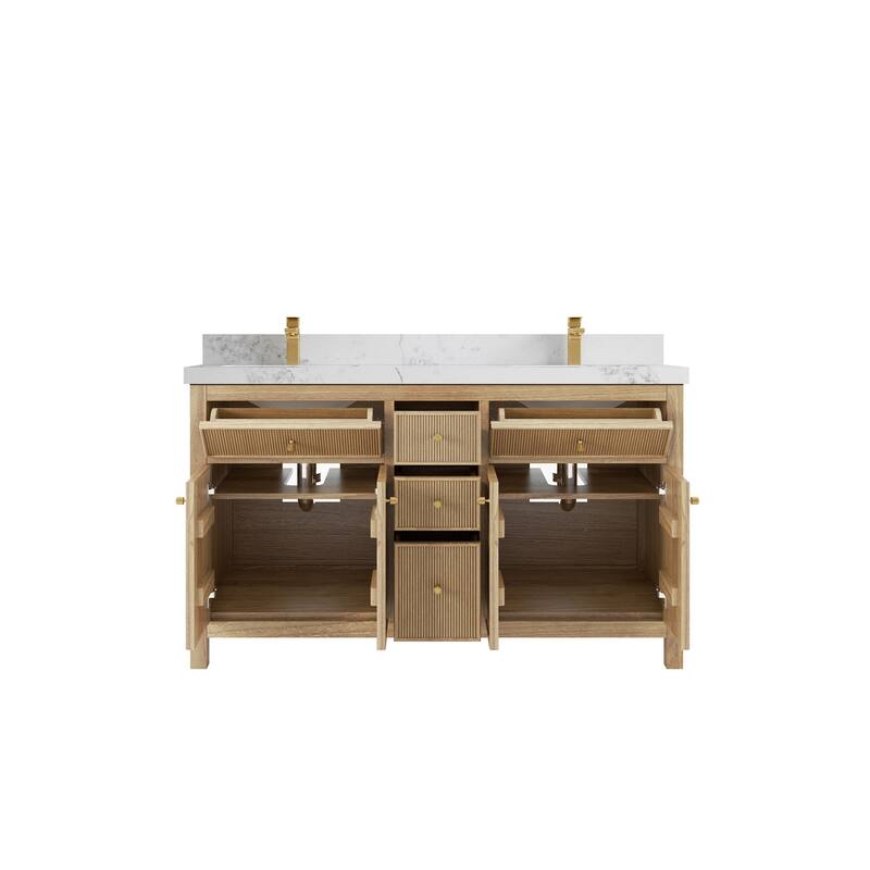 Willow Collections 60 in. W x 22 in. D Sonoma Teak Double Sink Bathroom Vanity with Countertop