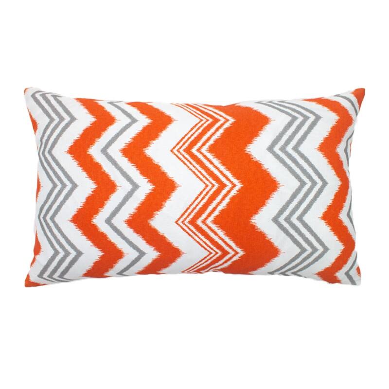 Jiti Outdoor Vibrant Mixed Patterned Waterproof Decorative Rectangle Lumbar Pillow 12 x 20 - Orange