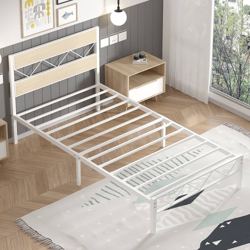 VECELO 2-Pack Heavy Duty Twin Size Metal Bed Frame No Box Spring Needed 450 lbs Capacity Ideal for Kids Apartments Dorm Rooms