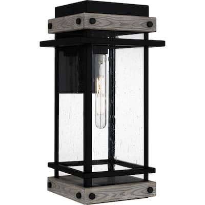 Matte Black One Light Outdoor Wall Mount from the Strader Collection