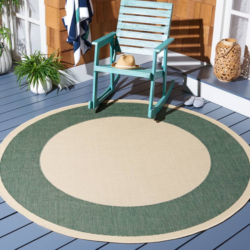 SAFAVIEH Courtyard Sherrie Border Indoor/ Outdoor Waterproof Patio Backyard Rug