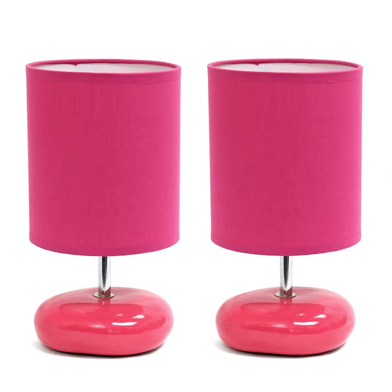 Creekwood Home 10.24" Traditional Mini Round Rock Table Lamp - 10.24 - Fuchsia/Pink
