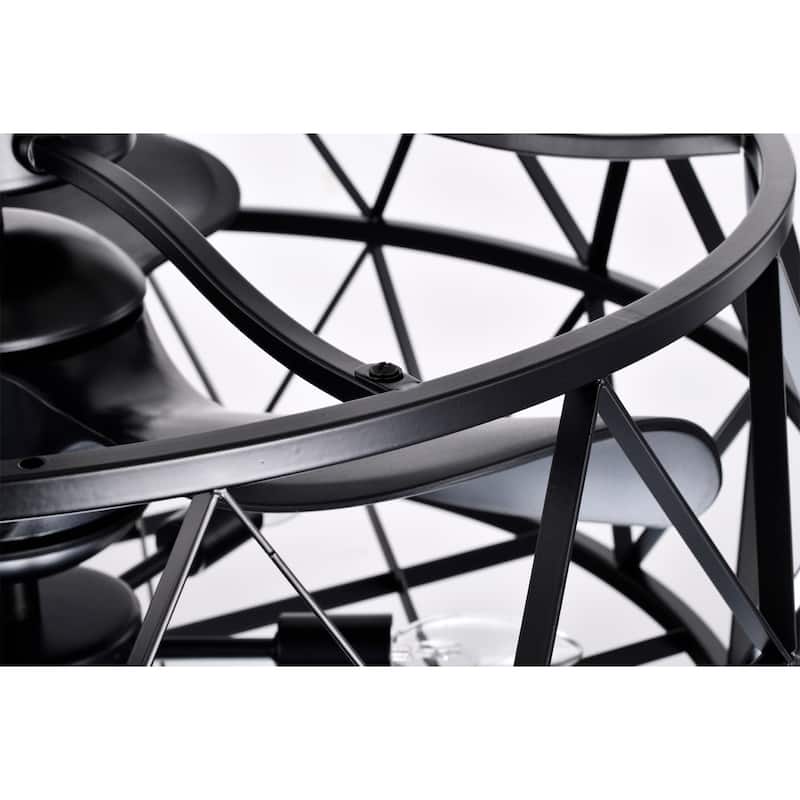 Loredana 26 Inch Industrial-Contemporary Style Matte Black Oil-rubbed Finish Ceiling Lighted Fandelier with Remote
