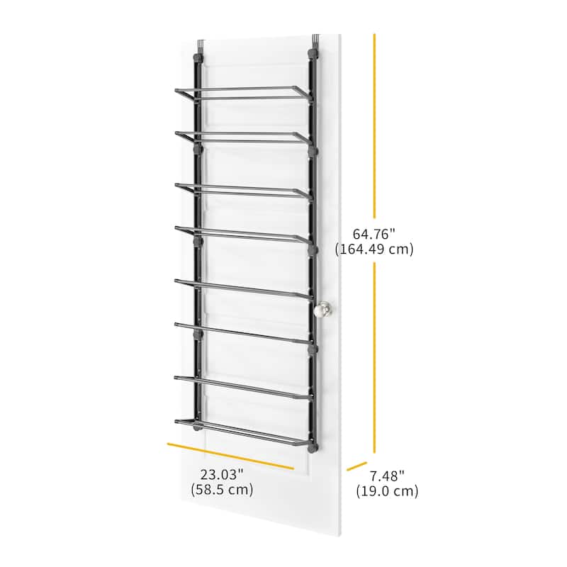 Whitmor 8-Tier Over the Door 24 Pair Metal and Resin Shoe Rack - Black