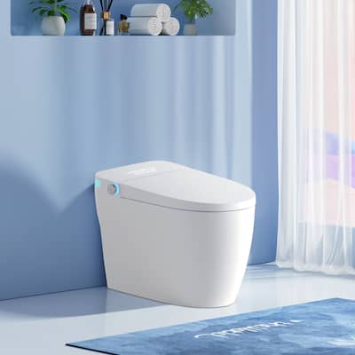 Tankless Smart Toilet With Bidet Built In, One-Piece Bidet Toilet Seat, Auto Flush, Auto Open/Close,Heated Seat,Remote Control
