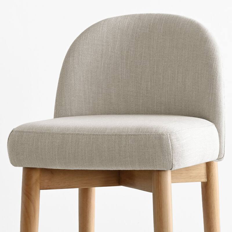 Upholstered Counter Stool With Oak Wood Legs (Set of 6)