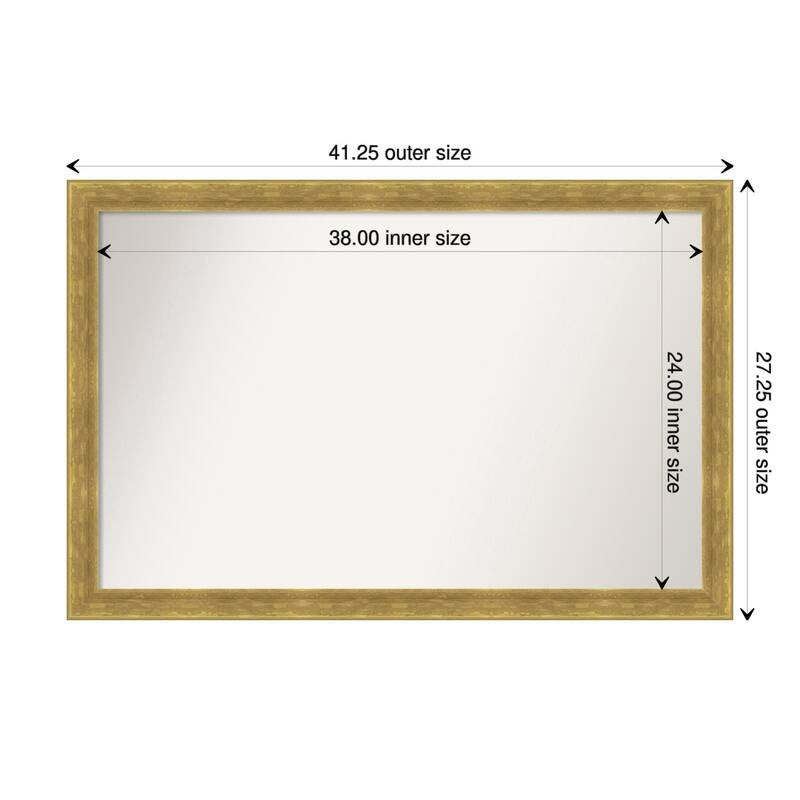 Angled Gold Framed Non-Beveled Custom Wall Mirror, Bathroom Vanity Mirror
